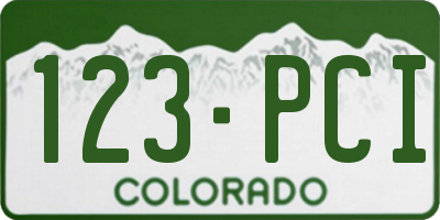 CO license plate 123PCI