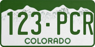 CO license plate 123PCR