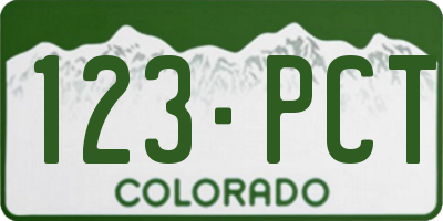 CO license plate 123PCT