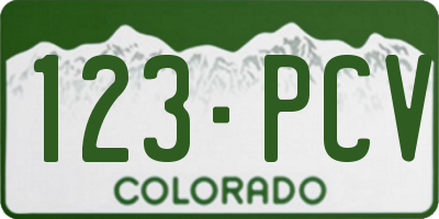 CO license plate 123PCV