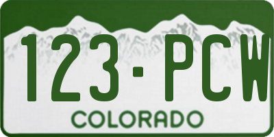 CO license plate 123PCW