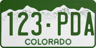 CO license plate 123PDA