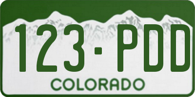CO license plate 123PDD