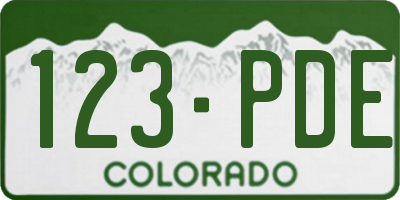 CO license plate 123PDE