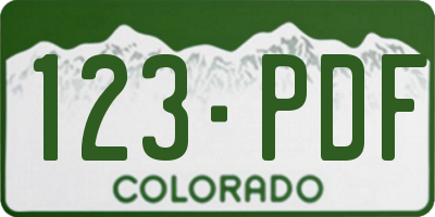 CO license plate 123PDF