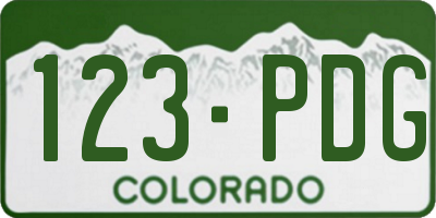 CO license plate 123PDG