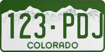 CO license plate 123PDJ