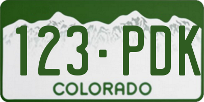 CO license plate 123PDK