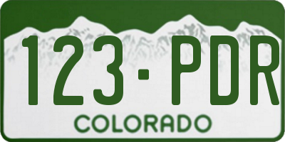 CO license plate 123PDR