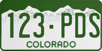 CO license plate 123PDS