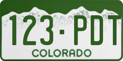 CO license plate 123PDT