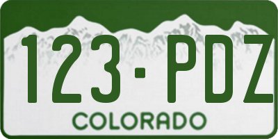 CO license plate 123PDZ