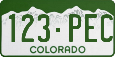 CO license plate 123PEC