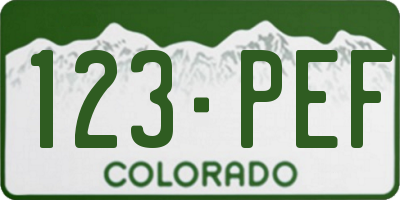 CO license plate 123PEF
