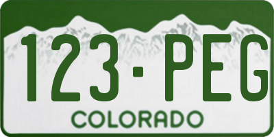 CO license plate 123PEG