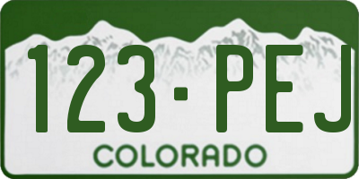 CO license plate 123PEJ