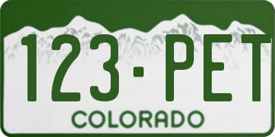 CO license plate 123PET