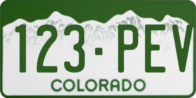 CO license plate 123PEV