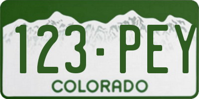 CO license plate 123PEY