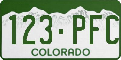 CO license plate 123PFC