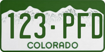 CO license plate 123PFD