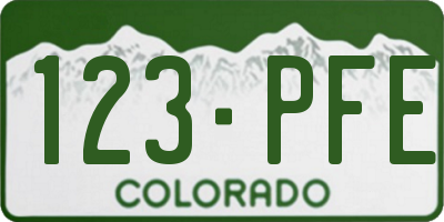CO license plate 123PFE