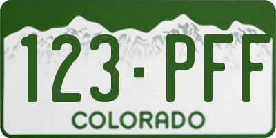 CO license plate 123PFF