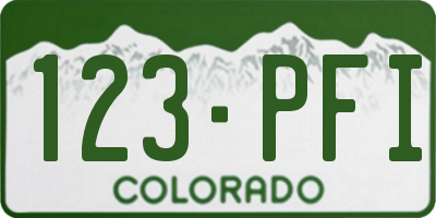 CO license plate 123PFI
