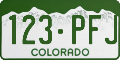 CO license plate 123PFJ
