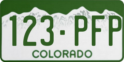 CO license plate 123PFP
