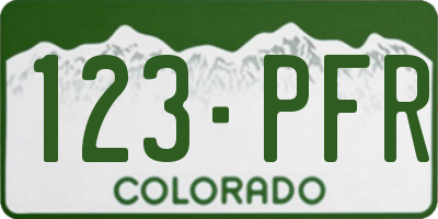 CO license plate 123PFR