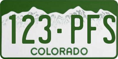 CO license plate 123PFS