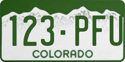 CO license plate 123PFU