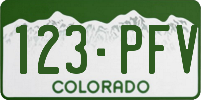 CO license plate 123PFV