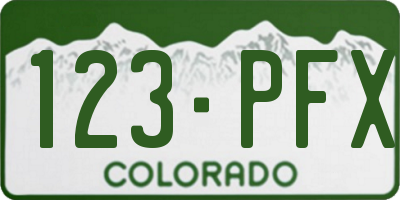 CO license plate 123PFX