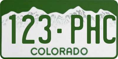 CO license plate 123PHC