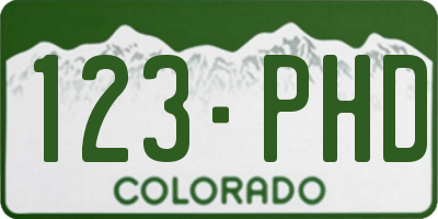 CO license plate 123PHD