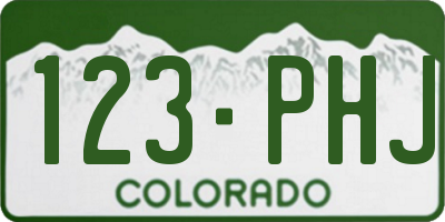 CO license plate 123PHJ
