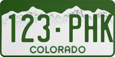 CO license plate 123PHK