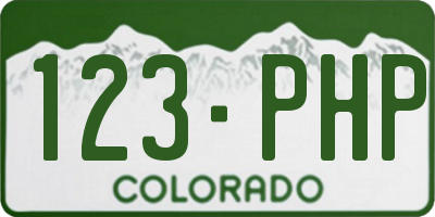 CO license plate 123PHP