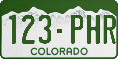CO license plate 123PHR