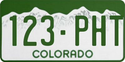 CO license plate 123PHT