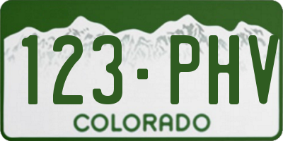 CO license plate 123PHV