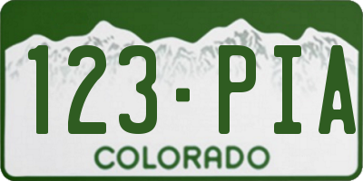 CO license plate 123PIA