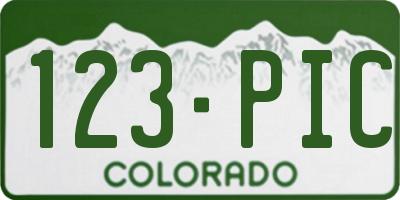 CO license plate 123PIC