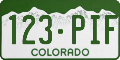 CO license plate 123PIF