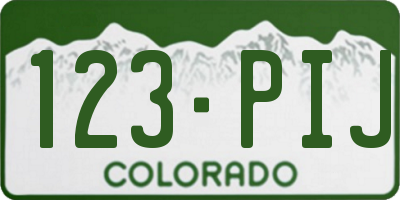 CO license plate 123PIJ
