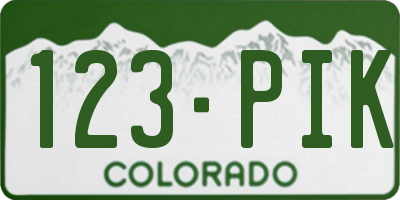 CO license plate 123PIK