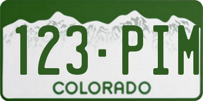 CO license plate 123PIM