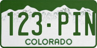 CO license plate 123PIN
